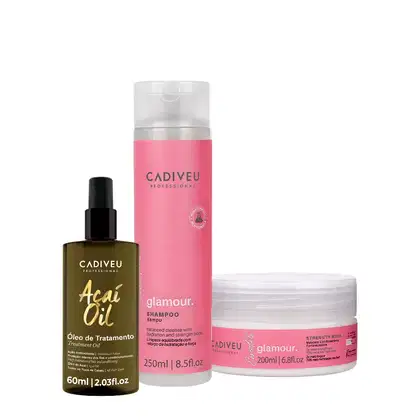 Imagem do produto Kit Cadiveu Profissional Essentials Glamour Shampoo Máscara e Açaí Oil 60 (3 produtos)