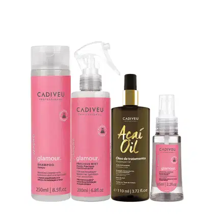 Imagem do produto Kit Cadiveu Professional Essentials Glamour Shampoo Fluído Sérum e Açaí Oil 110 (4 produtos)