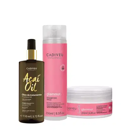 Imagem do produto Kit Cadiveu Profissional Essentials Glamour Shampoo Máscara e Açaí Oil 110 (3 produtos)