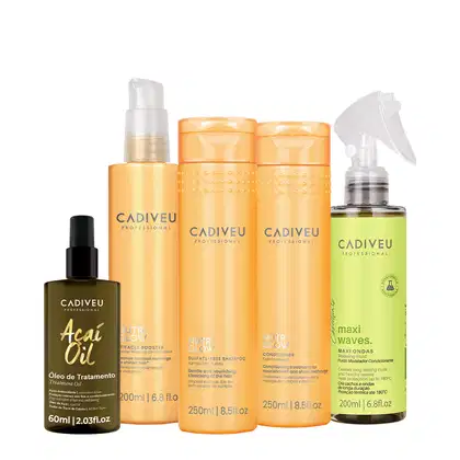 Imagem do produto Kit Cadiveu Professional Nutri Glow Shampoo Condicionador Maxi Ondas Booster Pré Shampoo e Açaí Oil 60 (5 produtos)