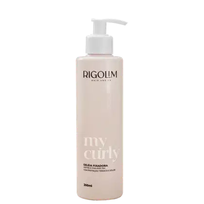 Geleia fixadora para cabelos com 300ml. A embalagem é um frasco com um dispensador na parte superior. O rótulo exibe o nome da marca em destaque, bem como informações sobre o produto, como a definição e fixação por 72 horas, com proteção térmica e solar.