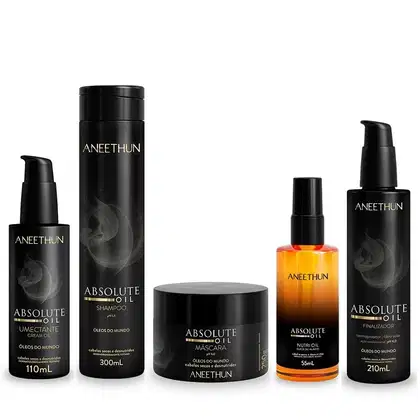 Imagem do produto Kit Aneethun Absolute Oil - Shampoo 300ml + Máscara 250g + Finalizador 210ml + Umectante 110ml + Óleo 55ml