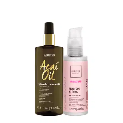 Imagem do produto Kit Cadiveu Professional Essentials Hair Quartzo Shine Balm Leave-in e Açaí Oil 110 (2 produtos)