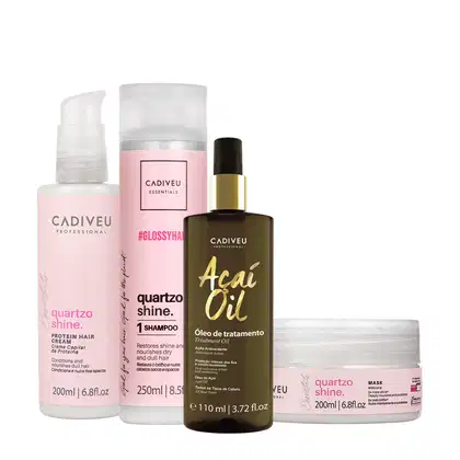 Imagem do produto Kit Cadiveu Professional Essentials Quartzo Shine Shampoo Máscara Pré-Shampoo e Açaí Oil 110 (4 produtos)
