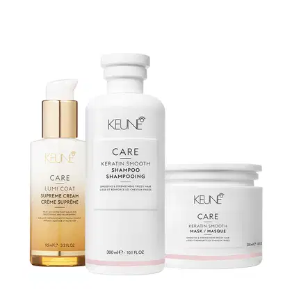 Imagem do produto Kit Keune Care Keratin Smooth Shampoo Máscara e Lumi Coat Supreme Cream Finalizador (3 produtos)