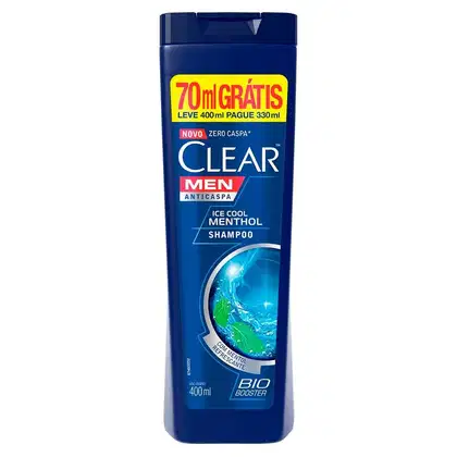 Imagem do produto Shampoo Clear Men Anticaspa Ice Cool Menthol Leve 400mL Pague 330mL