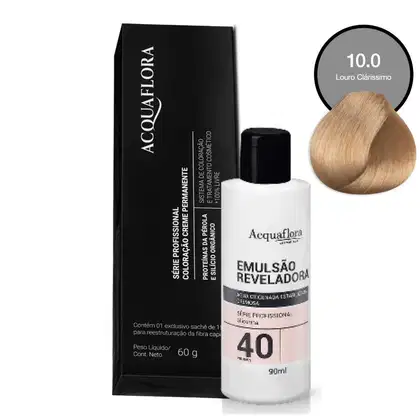 Imagem do produto Coloração Acquaflora 10.0 60g + Água Oxigenada 40 Volumes 90ml