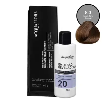 Imagem do produto Coloração Acquaflora 8.3 60g + Água Oxigenada 20 Volumes 90ml