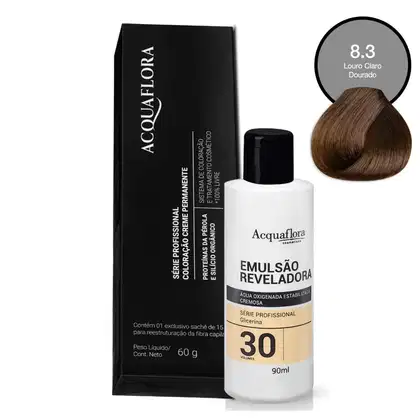 Coloração Acquaflora 8.3 60g + Água Oxigenada 30 Volumes 90ml