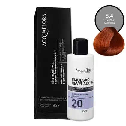 Coloração Acquaflora 8.4 60g + Água Oxigenada 20 Volumes 90ml