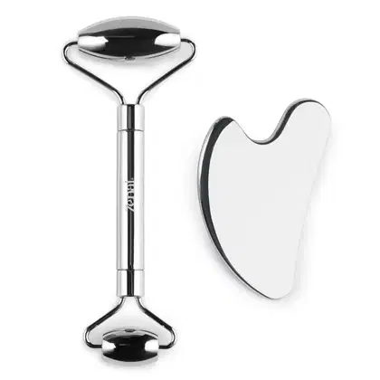 Imagem do produto Kit Massagem Facial Boost - Gua Sha e Roller Inox Zenai