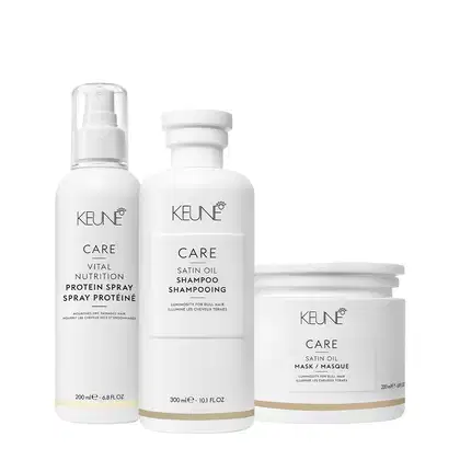Kit Keune Care Satin Oil + Vital Nutrition, 3 produtos.