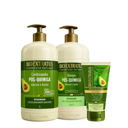 Imagem do produto Kit Bio Extratus Pós-Química Trio Finalizador Salão (3 Produtos)