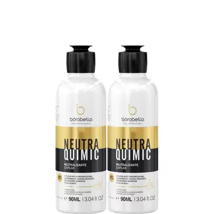 A imagem mostra duas unidades do Neutralizante Capilar Borabella NeutraQuimic 90ml cada