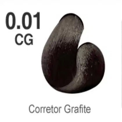 A imagem de uma amostra de correção de coloração capilar na cor grafite. O formato da amostra lembra uma grande gota ou uma forma arredondada e alongada.