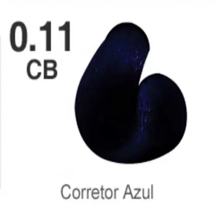 A imagem de uma amostra de correção de coloração capilar na cor azul. O formato da amostra lembra uma grande gota ou uma forma arredondada e alongada.