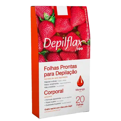 Imagem do produto Folhas Prontas Corporais Depilflax Morango C/ 20 Und