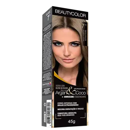 Imagem do produto BeautyColor Argan & Coco 7.1 Louro Acinzentado - Coloração Permanente 45g