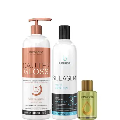 Imagem do produto Borabella Cauter Gloss 500ml + Selagem 3D 350ml + Argan 7ml