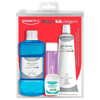 Imagem do produto KIT POWERDENT VIAGEM ESCOVA DENTAL + CREME DENTAL + FIO DENTAL + ENXAGUANTE BUCAL