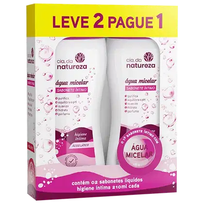 Imagem do produto Kit CIA DA NATUREZA Água Micelar - Sabonete Íntimo 2x210ml