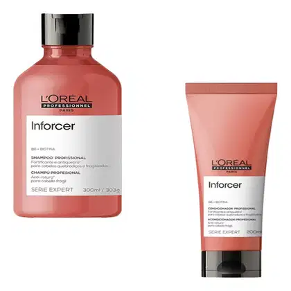 Kit L'Oréal Professionnel Inforcer Dupla com shampoo de 300ml e condicionador de 200ml.