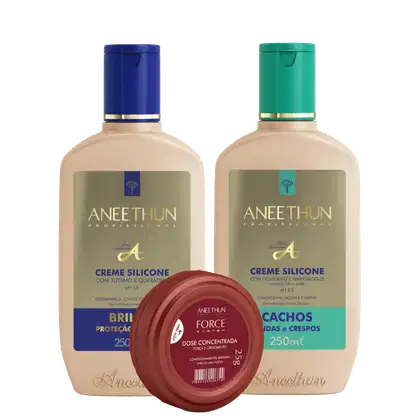 Imagem do produto Kit Aneethun Linha A Creme de Silicone e Cachos e Dose Force