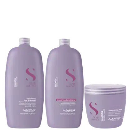 Kit Alfaparf Semi Di Lino Smooth Trio Essential, 3 produtos.