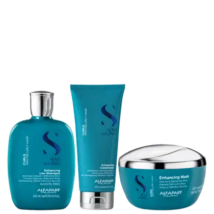 Kit Alfaparf Semi di Lino Curls Enhancing Trio Home Care, 3 produtos.