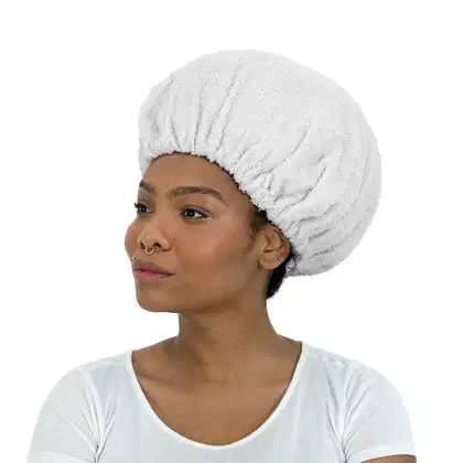 Imagem do produto Touca Toalha Com Elastico Para Secar Cabelo Branca