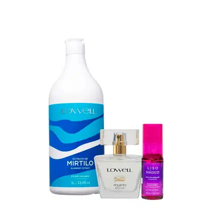 Imagem do produto Kit Lowell Extrato de Mirtilo Condicionador Óleo e Pour Toi Parfum Cabelo e Corpo (3 produtos)