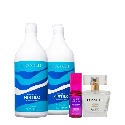 Imagem do produto Kit Lowell Extrato de Mirtilo Shampoo Condicionador Óleo e Pour Toi Parfum Cabelo e Corpo (4 produtos)