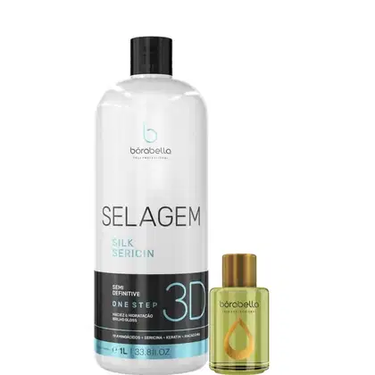 Kit Borabella Selagem Silk Sericin + Óleo de Argan e Macadâmia, 2 produtos.