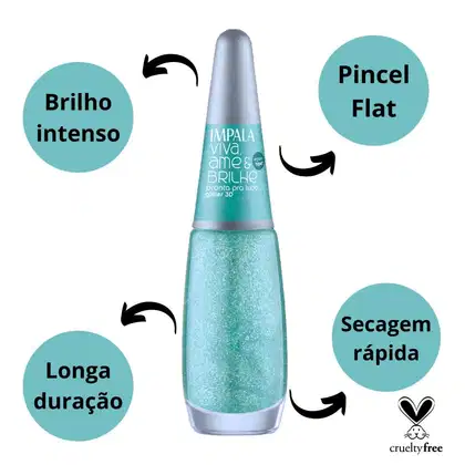Imagem do produto Esmalte Glitter 3D Impala Viva, Ame e Brilhe Pronta pra Tudo 7,5ml