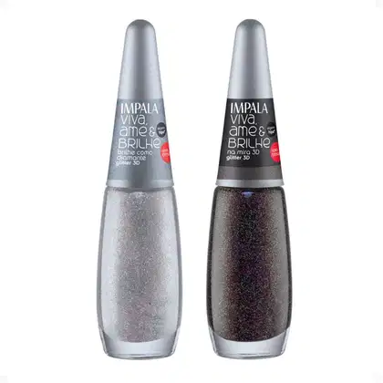 Imagem do produto Kit Esmalte Glitter 3D Impala Viva, Ame e Brilhe Com 2 7,5ml