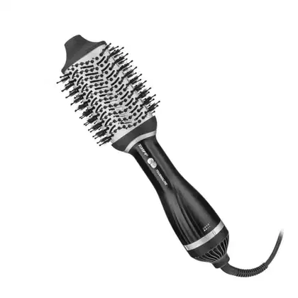 Escova Secadora Taiff. Trata-se de um aparelho elétrico de cor preta, com um design ergonômico e um conjunto de cerdas distribuídas em sua superfície.