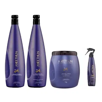 Imagem do produto Kit Shampoo Creme e Máscara Aneethun Linha A Profissional