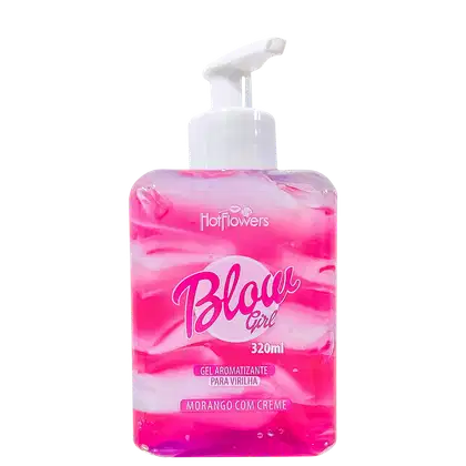 A imagem mostra o Gel Hidratante para Virilha Blow Girl Morango com Creme da marca HotFlowers.
