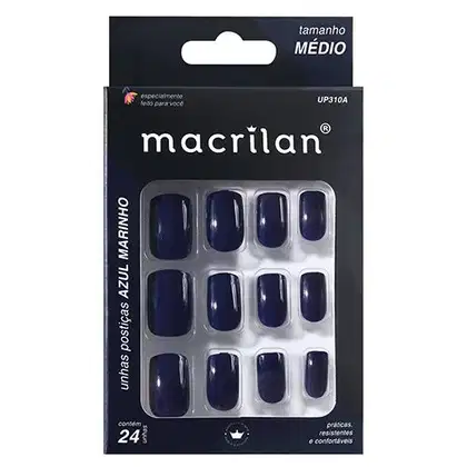 Imagem do produto Unhas Postiças Tamanho Médio Macrilan Azul Marinho - UP310A