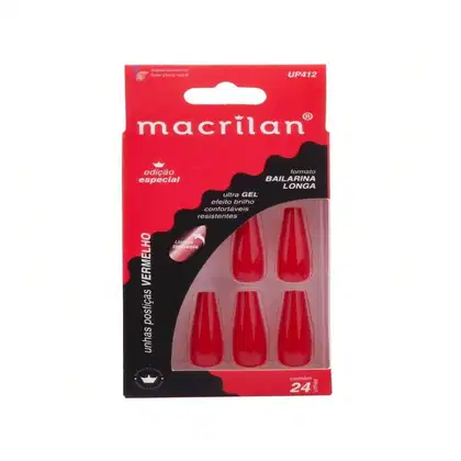 Imagem do produto Unha Postiça Bailarina Longa Vermelho - Macrilan - UP412