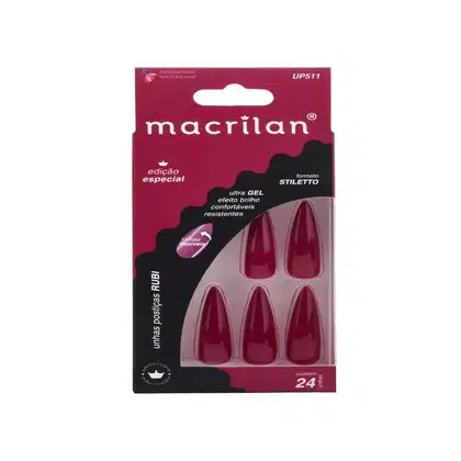 Imagem do produto Unha Postiça Stiletto longa Rubi - Macrilan - UP511