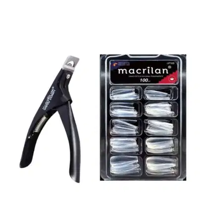 Imagem do produto Unha Postiça Tips Bailarina - Transparente Macrilan UP105 + Cortador De Unhas Artificiais Macrilan UP1-0