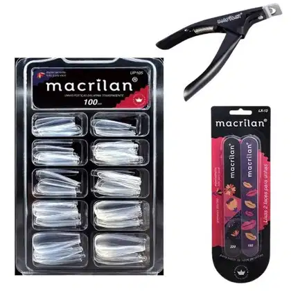 Imagem do produto Unha Postiça Tips Bailarina - Natural - Macrilan - UP106 +Cortador De Unhas Artificiais +Lixa Para Unhas 2 Faces