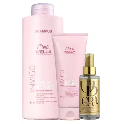 Imagem do produto Kit Wella Professionals Invigo Blonde Recharge & Oil Reflections Super Trio (3 Produtos)