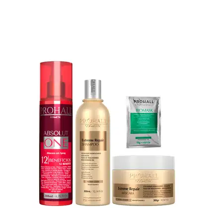 Imagem do produto Kit Shampoo e Máscara Nutrição e Spray Finalizador Prohall