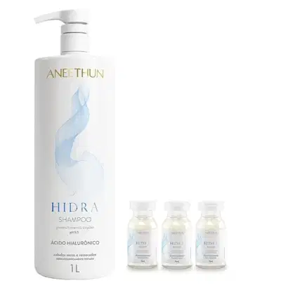 Imagem do produto Kit Aneethun Hidra - Shampoo 1L + Ampolas 13ml (3Unidades)