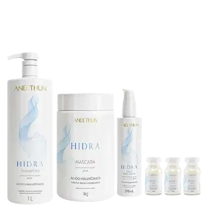 Imagem do produto Kit Aneethun Hidra -Shampoo 1L + Máscara 1kg + Finalizador 210ml + Ampolas 13ml (3Unidades)