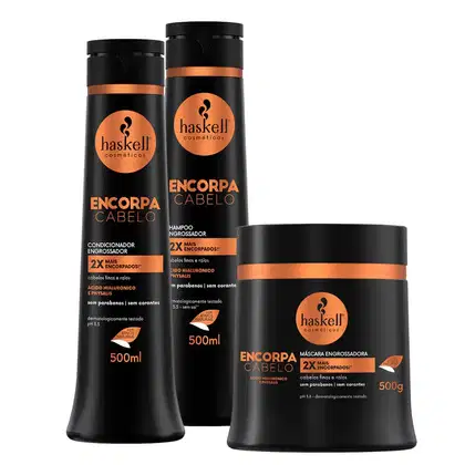 Imagem do produto Kit Encorpa Cabelo Haskell Shampoo + Condicionador + Máscara (500ml/g)