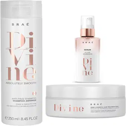 Imagem do produto Kit Shampoo, Mascara Antifrizz E Sérum Plume Braé Divine