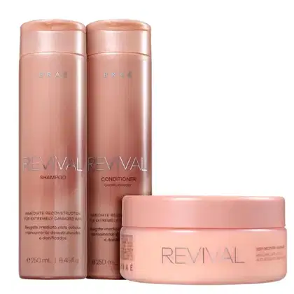 Kit Braé Revival Triple Care, 3 produtos.
